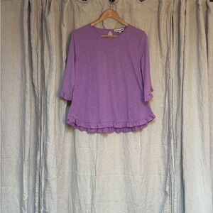 Southern Lady Lavender Ruffle Hem Long Sleeve Top